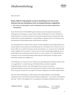 Roche erhält EU-Zulassung für Avastin in Kombination mit Tarceva