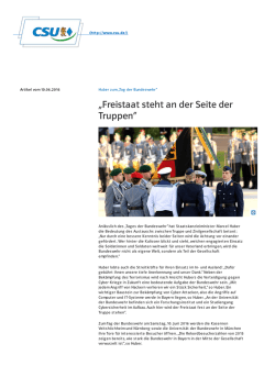 Huber zum &bdquo;Tag der Bundeswehr&ldquo;