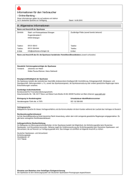 Informationen f&uuml;r den Verbraucher A. Allgemeine Informationen