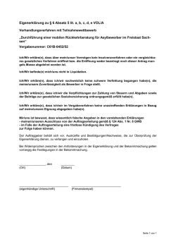 Eigenerkl&auml;rung zu &sect; 6 Absatz 5 lit. a, b, c, d, e VOL/A