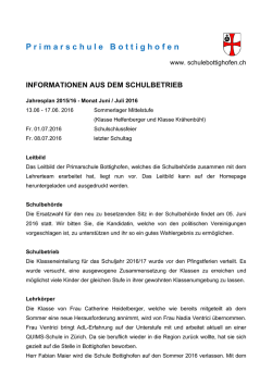 Infos aus dem Schulbetrieb Mai 16