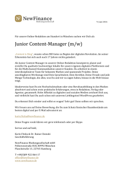 Junior Content-Manager (m/w) / München
