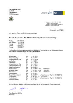 Praxisvolksschule der PHT Klostergasse 7 6010 Innsbruck