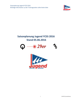 Saisonplanung Jugend YCSS 2016 Stand 05.06.2016