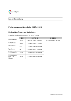 Ferienordnung Schuljahr 2017 / 2018