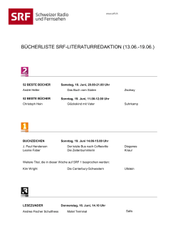 BÜCHERLISTE SRF-LITERATURREDAKTION (13.06.