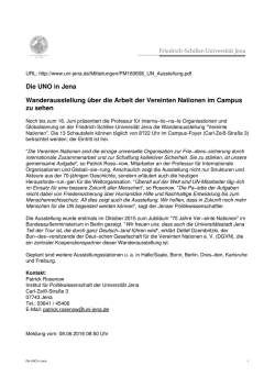 Die UNO in Jena Wanderausstellung &uuml;ber die Arbeit der Vereinten
