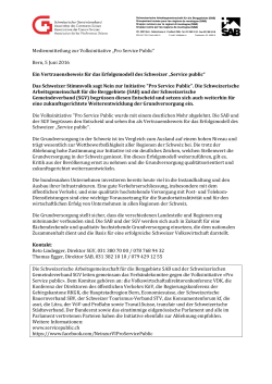 Medienmitteilung zur Volksinitiative „Pro Service Public“ Bern, 5 Juni