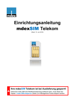 Einrichtungsanleitung mdexSIM Telekom