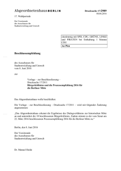 Dringliche Beschlussempfehlung