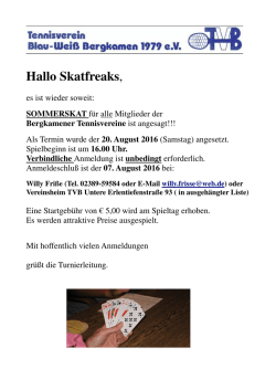 Hallo Skatfreaks, - Tennisverein Blau