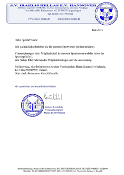 Juni 2016 Hallo Sportsfreunde! Wir suchen Schiedsrichter die für