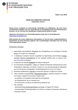 Visum zur Arbeitsplatzsuche gem. § 18c AufenthG