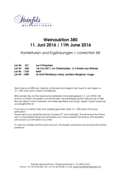 Weinauktion 380 11. Juni 2016 / 11th June 2016