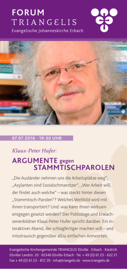 ARGUMENTE gegen STAMMTISCHPAROLEN - Evangelische Kirchengemeinde