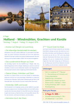 Holland - Windm&uuml;hlen, Grachten und Kan&auml;le