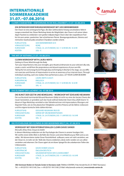 INTERNATIONALE SOMMERAKADEMIE 31.07.&ndash;07.08.2016