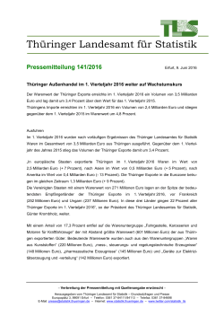 Pressemitteilung 141/2016 - Thüringer Landesamt für Statistik
