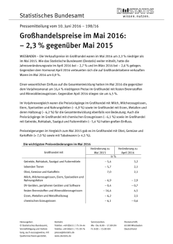 Gro&szlig;handelspreise im Mai 2016: &ndash; 2,3 % gegen&uuml;ber Mai 2015 (PDF