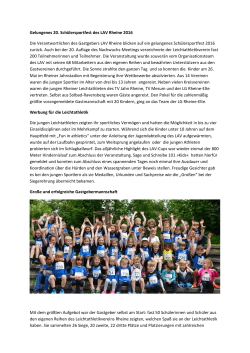 Gelungenes 20. Schülersportfest des LAV Rheine 2016 Die