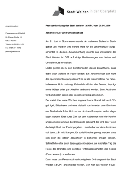Johannisfeuer und Umweltschutz - Stadt Weiden in der Oberpfalz