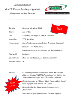 Jubil&auml;umsturnier des TT-Kreises Arnsberg