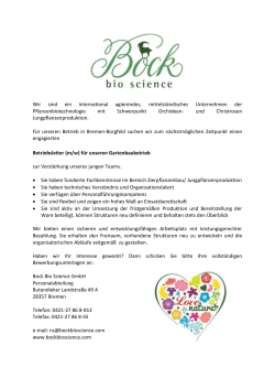Betriebsleiter - Bock Bio Science GmbH
