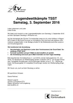 Jugendwettkämpfe TSST Samstag, 3. September 2016