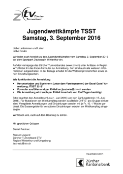 Jugendwettkämpfe TSST Samstag, 3. September 2016