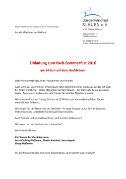 Einladung zum BwB-Sommerfest 2016 - Buergerwindrad