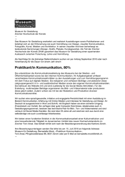 Praktikant/in Kommunikation, 80%
