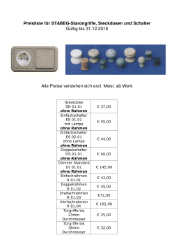 Preisliste für STABEG-Starongriffe, Steckdosen und Schalter Gültig