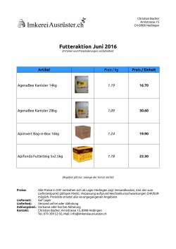 Futteraktion Juni 2016 - Imkereiausrüster Christian Bacher