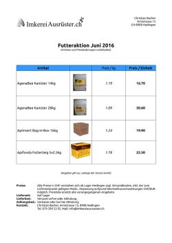 Futteraktion Juni 2016 - Imkereiausrüster Christian Bacher