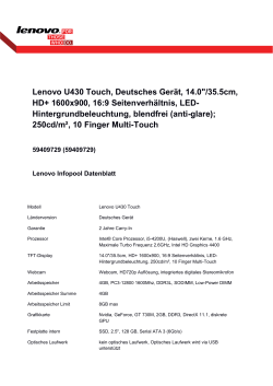 Lenovo U430 Touch, Deutsches Gerät, 14.0"/35.5cm, HD+