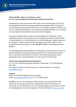 Rheinische Fachhochschule Köln bietet BWL Studium
