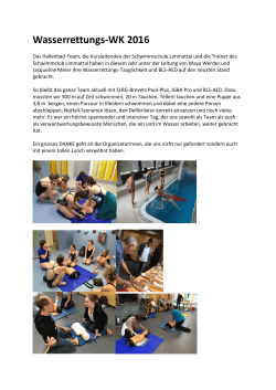 Wasserrettungs-WK 2016 - Schwimmschule Limmattal