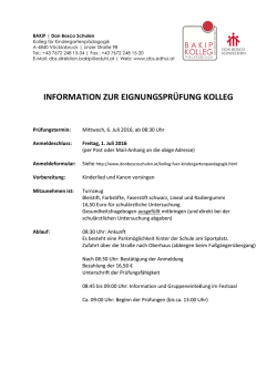 Hinweise zur Eignungsprüfung Kolleg
