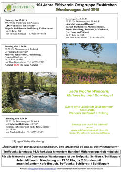 Jede Woche Wandern! - Eifelverein Ortsgruppe Euskirchen