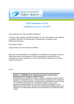 DGPH-Newsletter - Deutsche Gesellschaft für Public Health