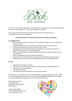 Vertriebsmitarbeiter - Bock Bio Science GmbH