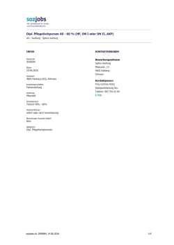 Dipl. Pflegefachperson 40 - 60 % (HF, DN I oder DN II, AKP)