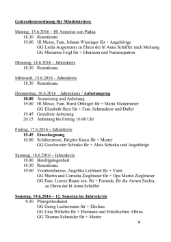 Gottesdienstordnung vom 13.06.-10.07.2016 (259,4