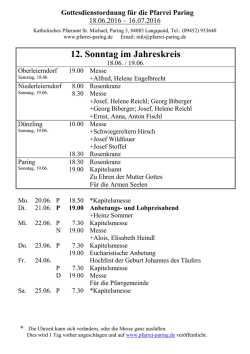 Gottesdienstordnung 18.06. - Pfarrei St.Michael in Paring