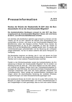 Neubau der Brücke der Staatsstraße St 2241 an der Anschlussstelle