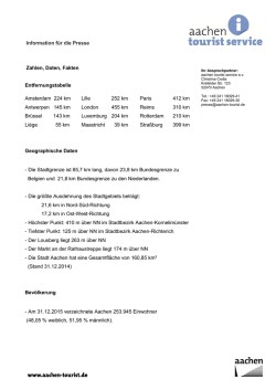 Information f&uuml;r die Presse Zahlen, Daten, Fakten
