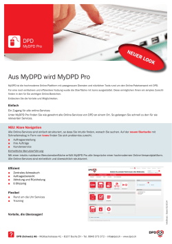 Aus MyDPD wird MyDPD Pro