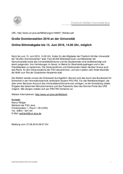 Gro&szlig;e Gremienwahlen 2016 an der Universit&auml;t Online