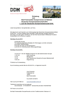 1. Einladung zum Bad-Freienwalder Dumperrennen im Rahmen