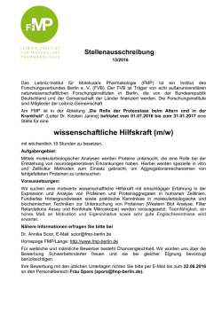wissenschaftliche Hilfskraft (m/w)